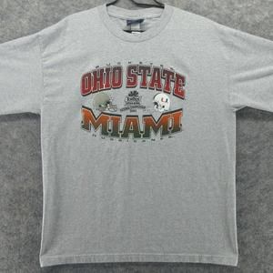 Vtg Ohio State Buckeyes Gray 2003 Fiesta Bowl Miami Hurricanes Vtg Shirt